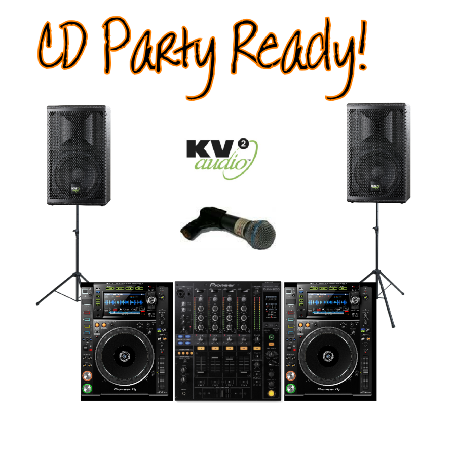Retro CD Party with mixer and KV2 Speakers