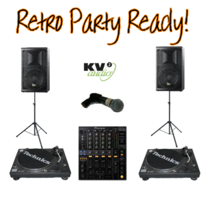 Retro Vinyl Party with mixer and KV2 Speakers